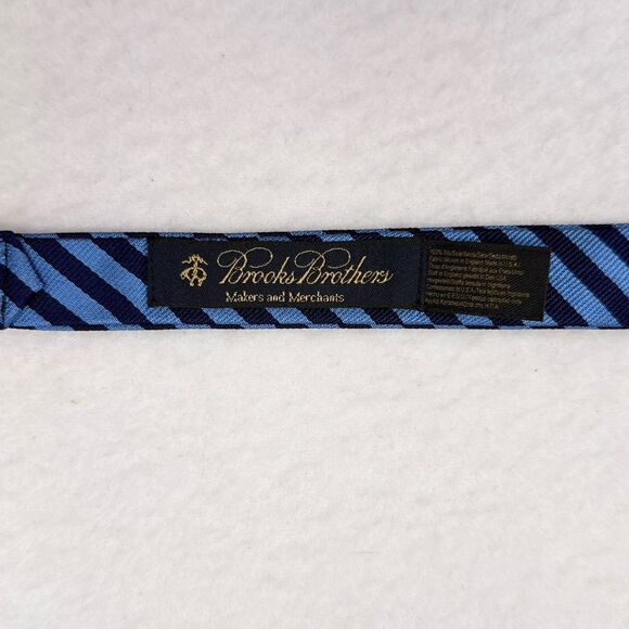 Brooks Brothers Bow Tie‎ Blue Striped 100% Silk Preppy Career Handmade - Picture 3 of 4